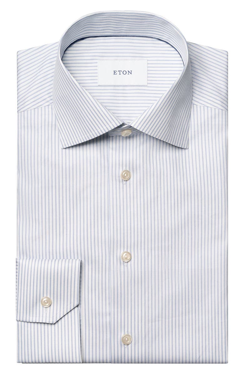 Eton Trim Fit Pinstripe Cotton Dress Shirt, Alternate, color, 