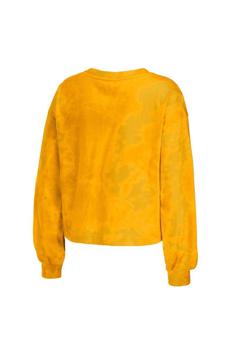 WEAR by Erin Andrews Women's WEAR by Erin Andrews Gold Los Angeles Rams Tie-Dye Cropped Pullover Sweatshirt & Shorts Lounge Set, Alternate, color,