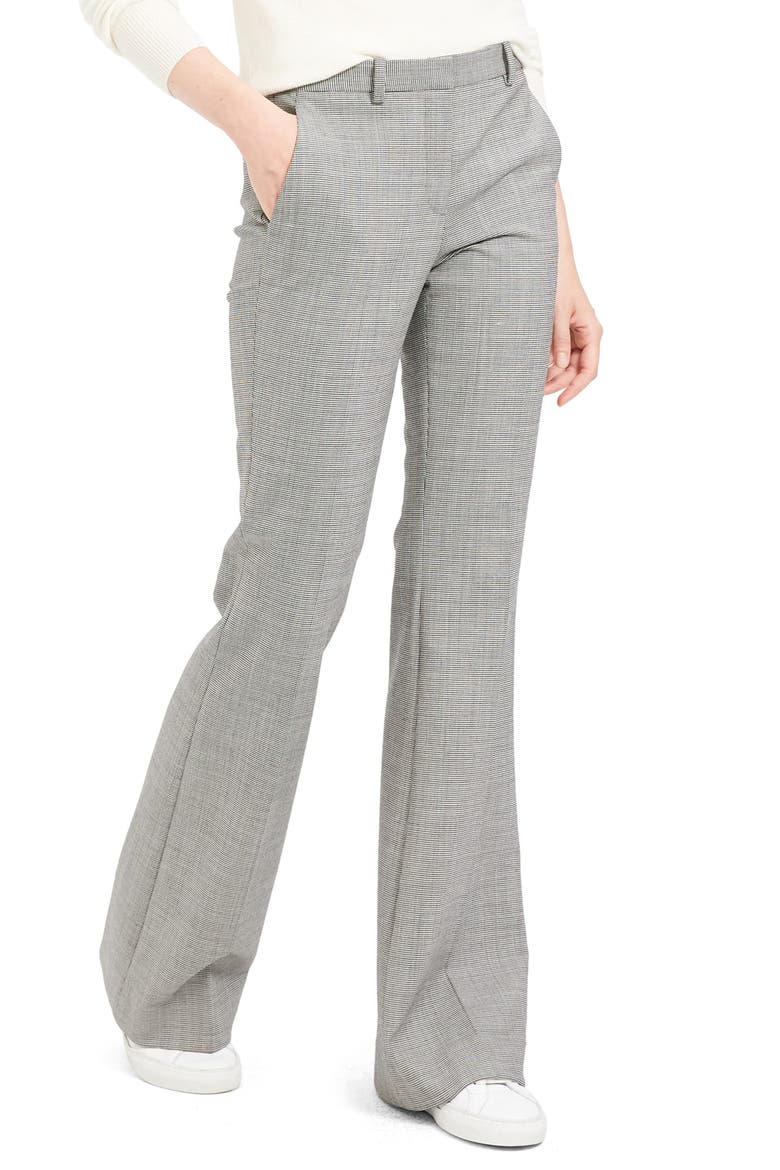 Demitria 4 Houndstooth Flare Leg Stretch Wool Pants, Main, color, BLACK MULTI