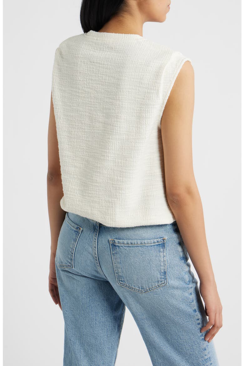 Pleated Shoulder Bubble Hem Sleeveless Top, Alternate, color, VANILLA