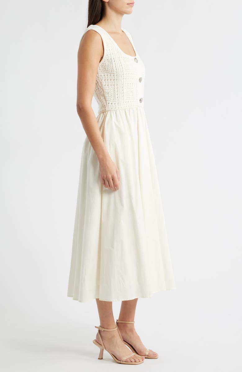 ZOE AND CLAIRE Mixed Media Pointelle Stitch Dress, Alternate, color, Ivory