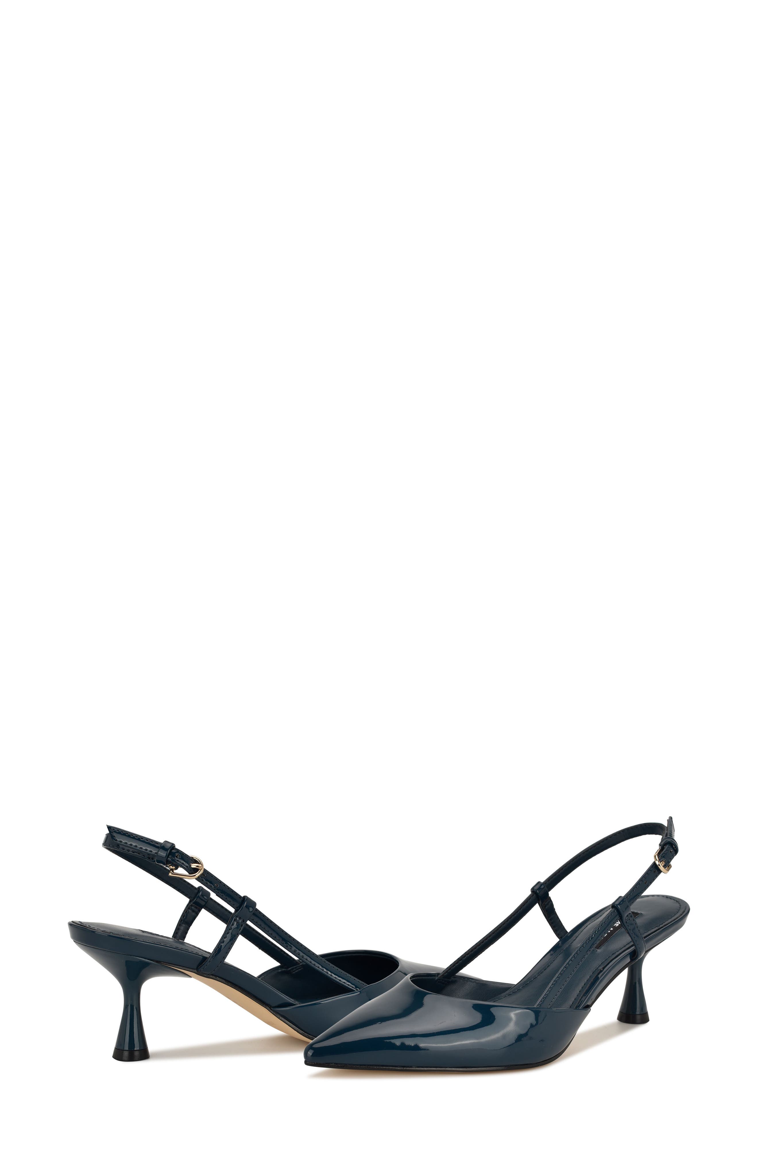 Rhonda Slingback Pointed Toe Kitten Heel Pump, Alternate, color, DARK BLUE