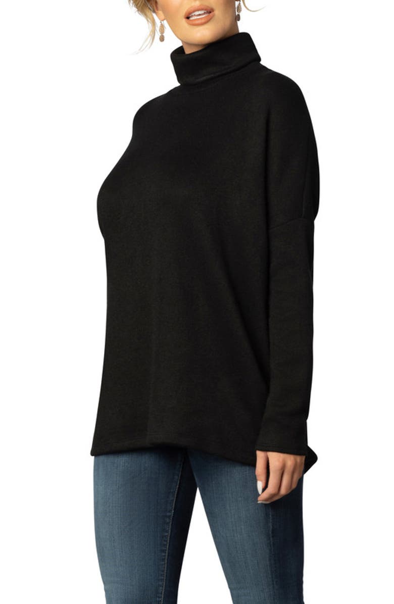 Kiyonna Paris Turtleneck Tunic Sweater, Alternate, color, Black Noir