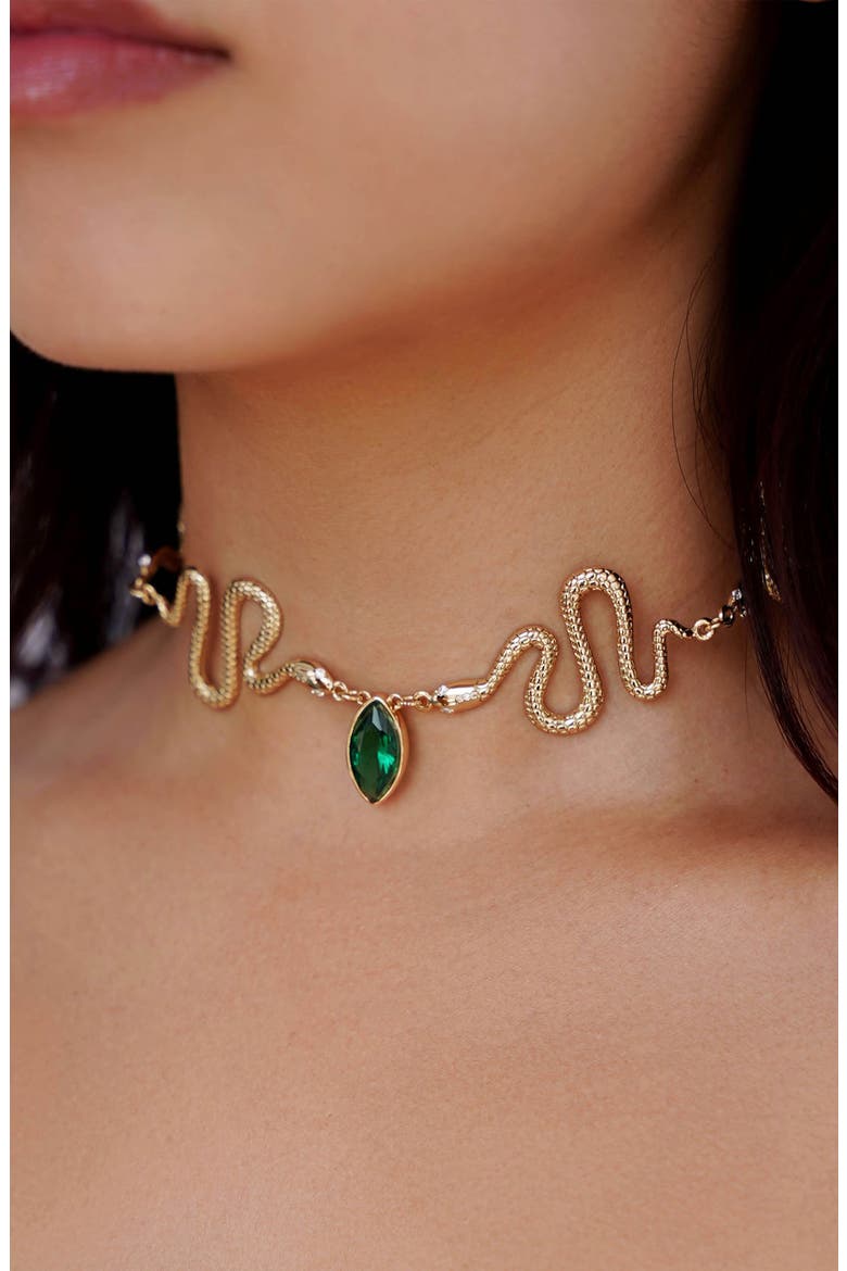 Serpentina Choker Necklace, Alternate, color, GREEN
