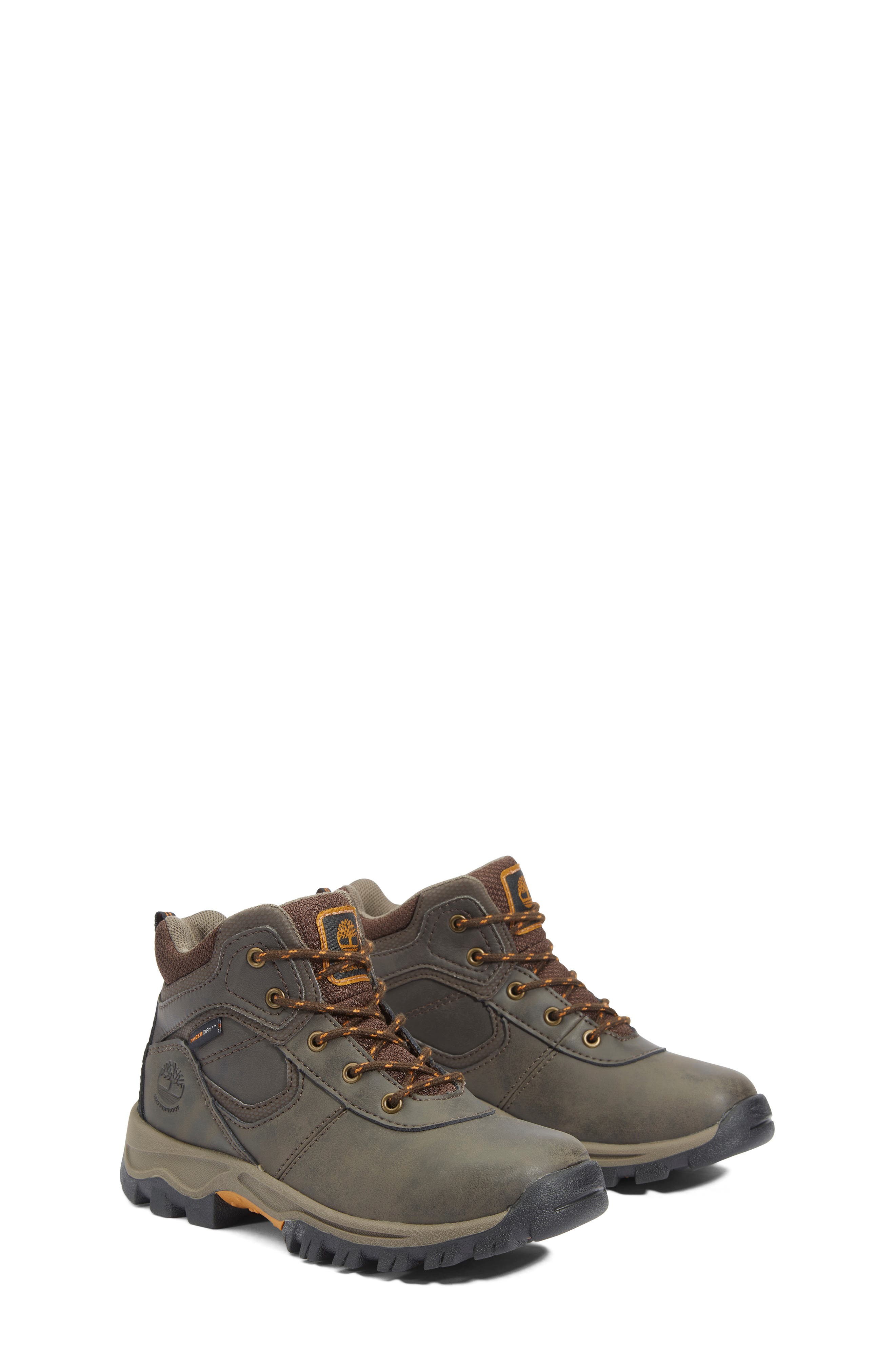 Timberland Kids' Mt. Maddsen Waterproof Hiking Boot, Alternate, color, Dark Brown