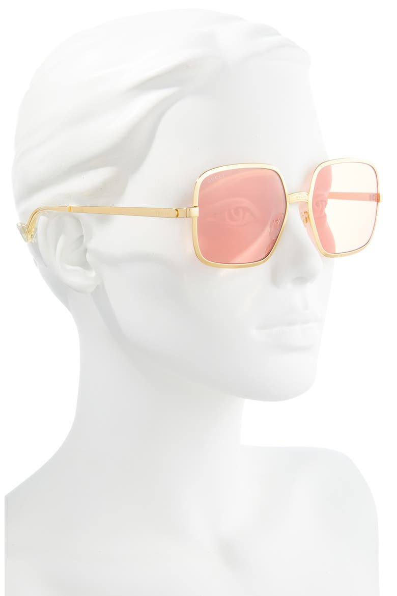 60mm Square Sunglasses, Alternate, color, GOLD