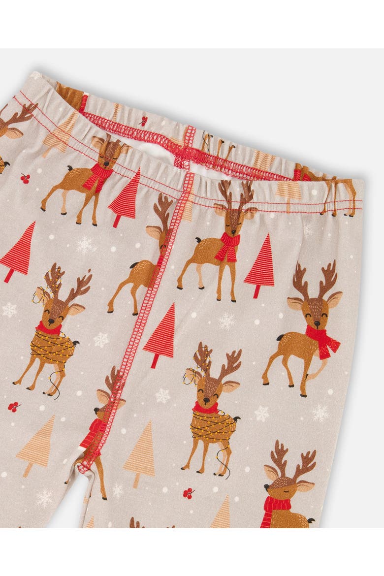 Two-Piece Organic Cotton Pajama Set Reindeer, Alternate, color, Beige