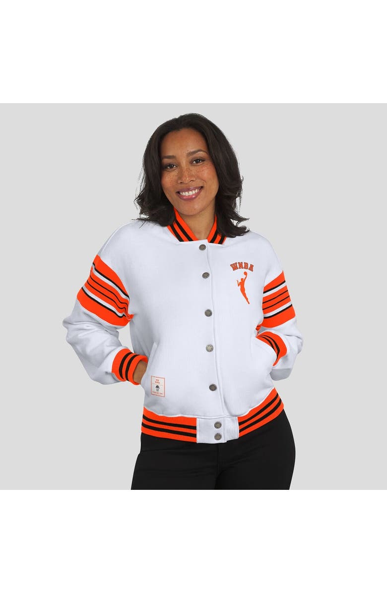 WEAR by Erin Andrews Women's WEAR by Erin Andrews White/Orange WNBA Full-Snap Fleece Sweatshirt Jacket, Alternate, color, White