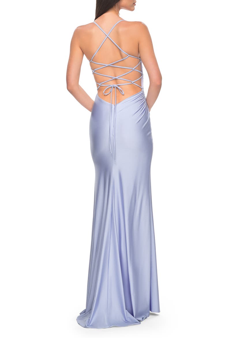 Jersey Dress with Square Neckline and Ruching, Alternate, color, Light Periwinkle
