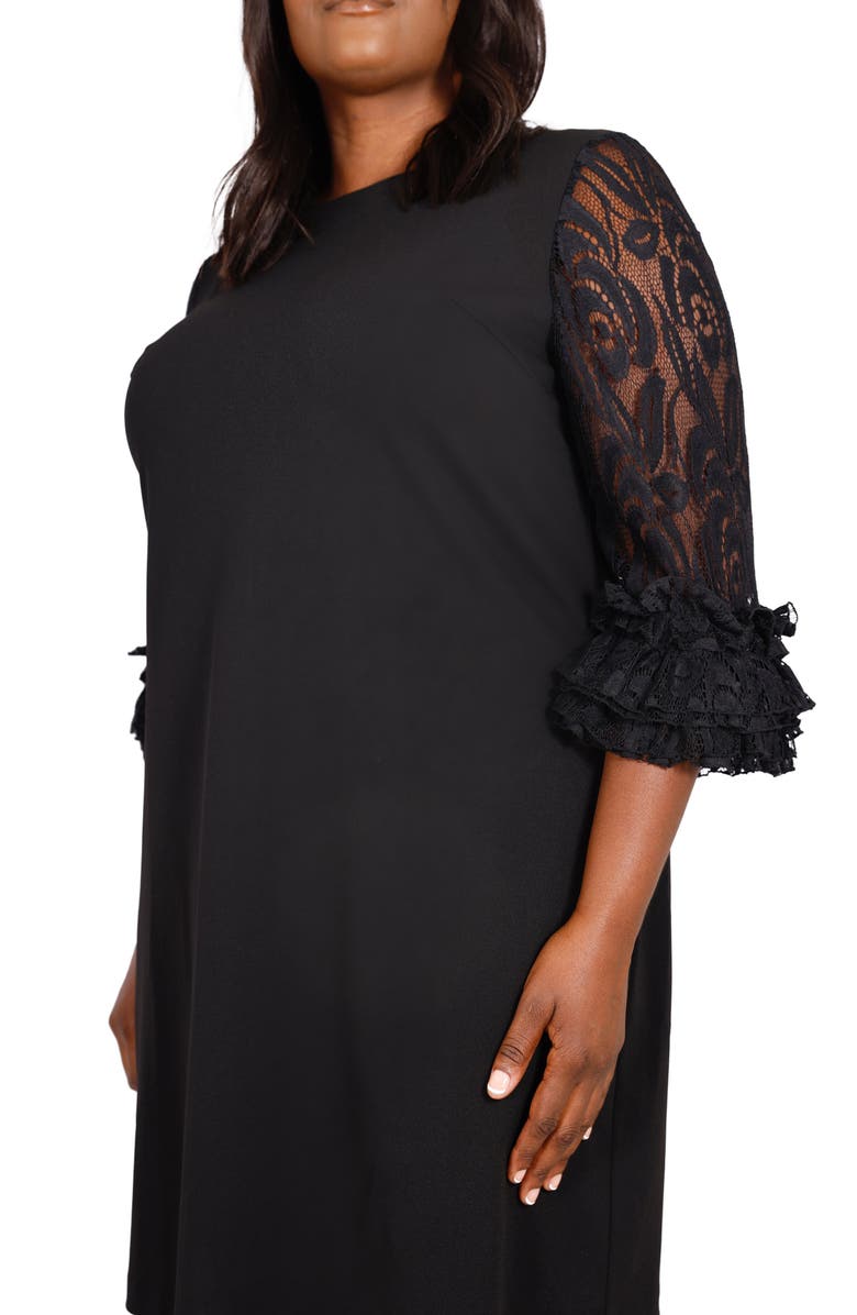 Marée Pour Toi Ruffle Lace Sleeve Dress, Alternate, color, 