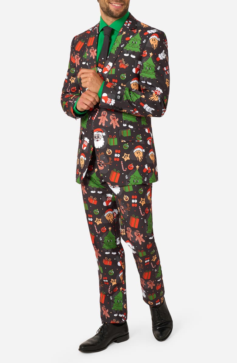 OppoSuits Merry Jinglejoy Slim Fit Two-Piece Suit 
Tie Set, Main, color, Black