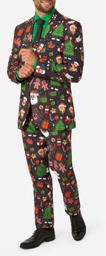 OppoSuits Merry Jinglejoy Slim Fit Two-Piece Suit & Tie Set