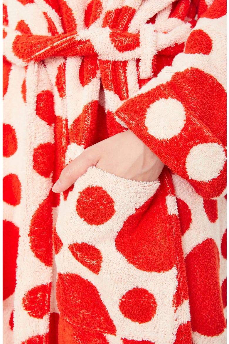 Polka Dot Cotton Terry Robe, Alternate, color, RING