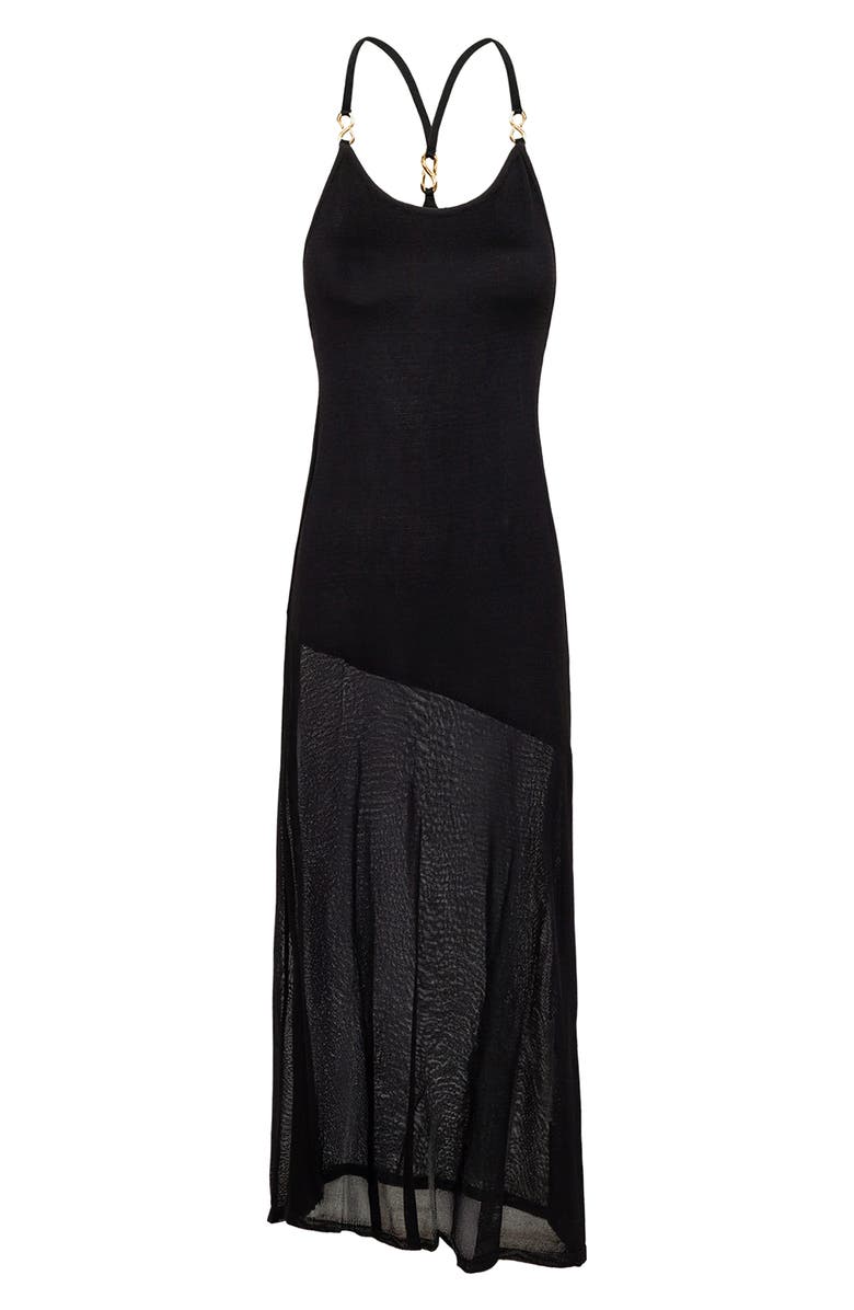 ViX Paula Hermanny Daphne Semisheer Linen & Cotton Cover-Up Maxi Sundress, Alternate, color, Black