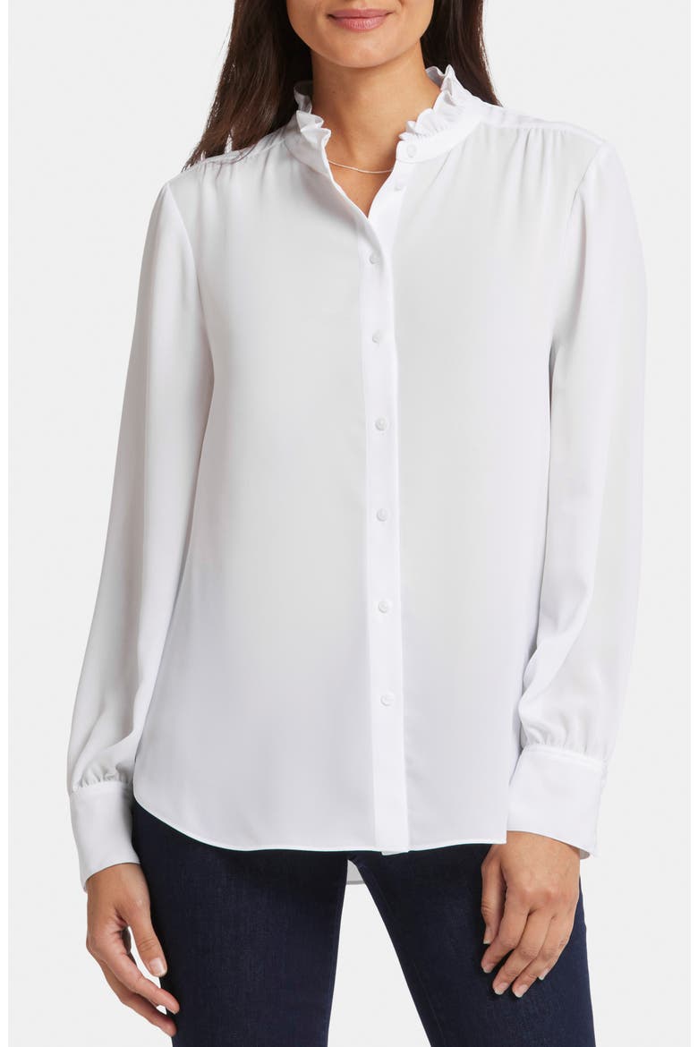 Ruffle Neck Blouse, Main, color, OPTIC WHITE