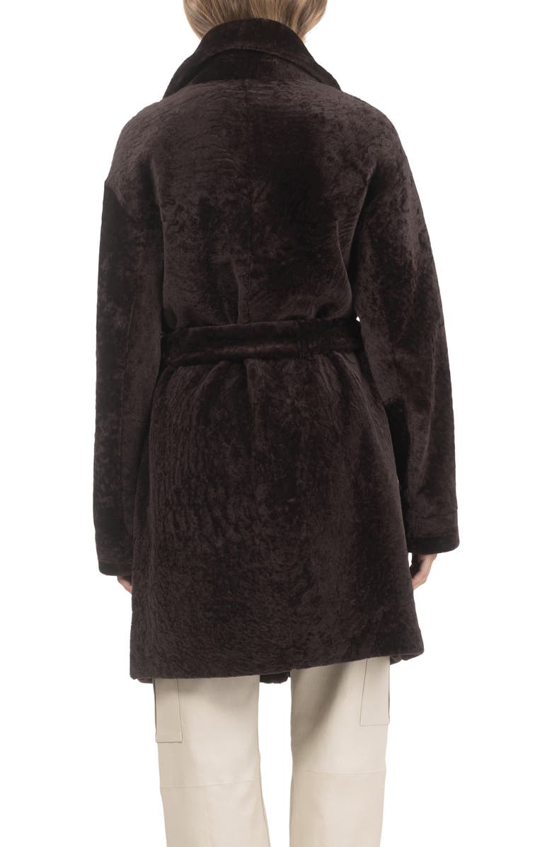 GORSKI Reversible Textured Genuine Shearling Stroller, Belt, Alternate, color, Brown/Brown