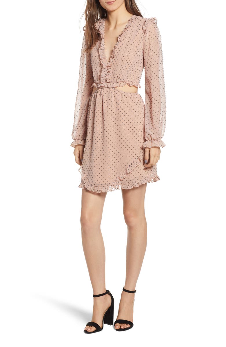 WAYF Allegria Lace-Up Minidress, Main, color, 