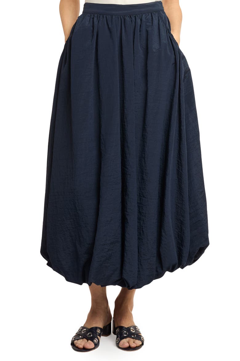 Allinae Bubble Hem Nylon Skirt, Main, color, NAVY