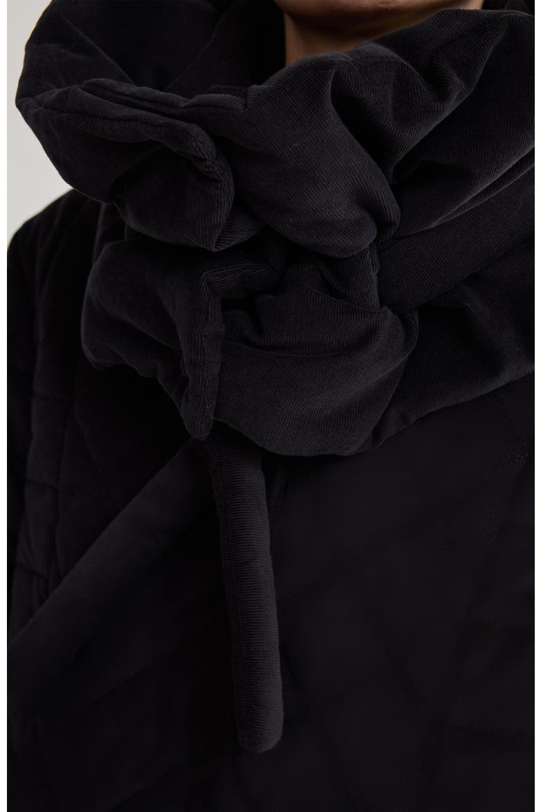 Violette Quilted Velvet Scarf, Alternate, color, Black