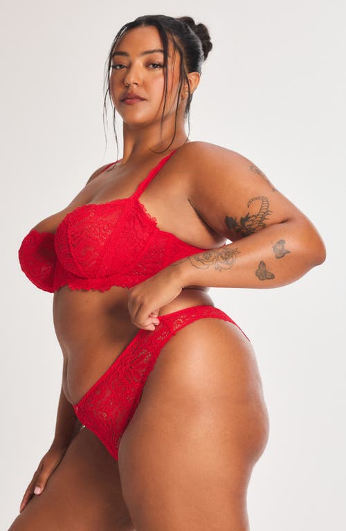 Savage X Fenty Romantic Corded Lace Brazilian Panties In Red