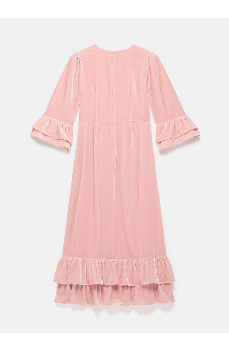 MINT VELVET Velvet Ruffle Midi Dress, Alternate, color, Pink