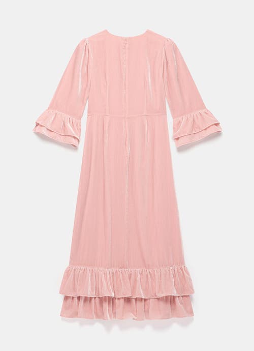 Mint Velvet Velvet Ruffle Midi Dress In Pink