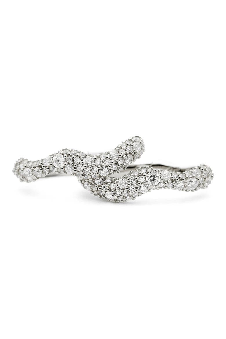 Small Molten Snow Huggie Hoop Earrings, Alternate, color, SILVER