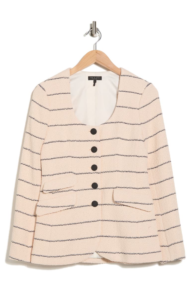 rag & bone Rosie Tweed Stripe Blazer, Alternate, color, Cream
