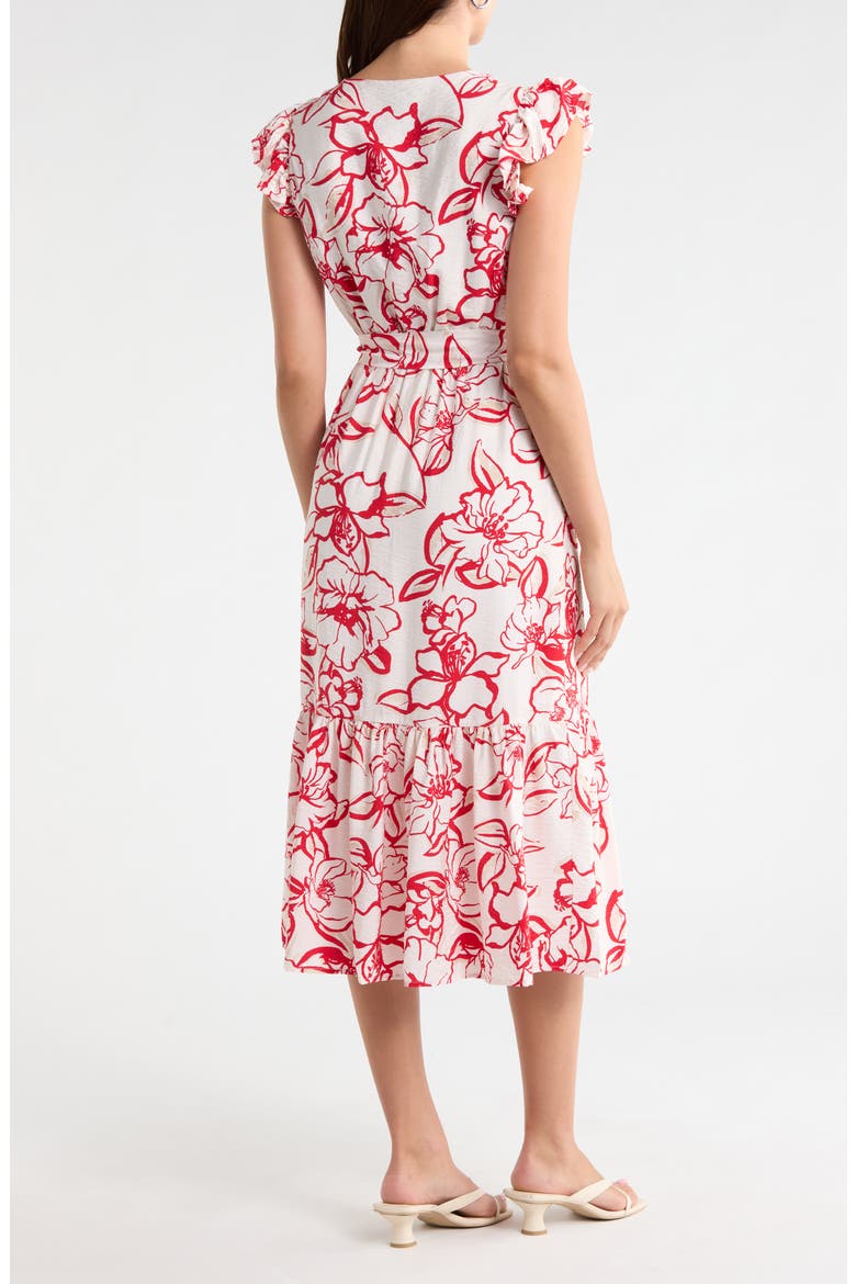 Petal Sketch Cap Sleeve Maxi Dress, Alternate, color, RED