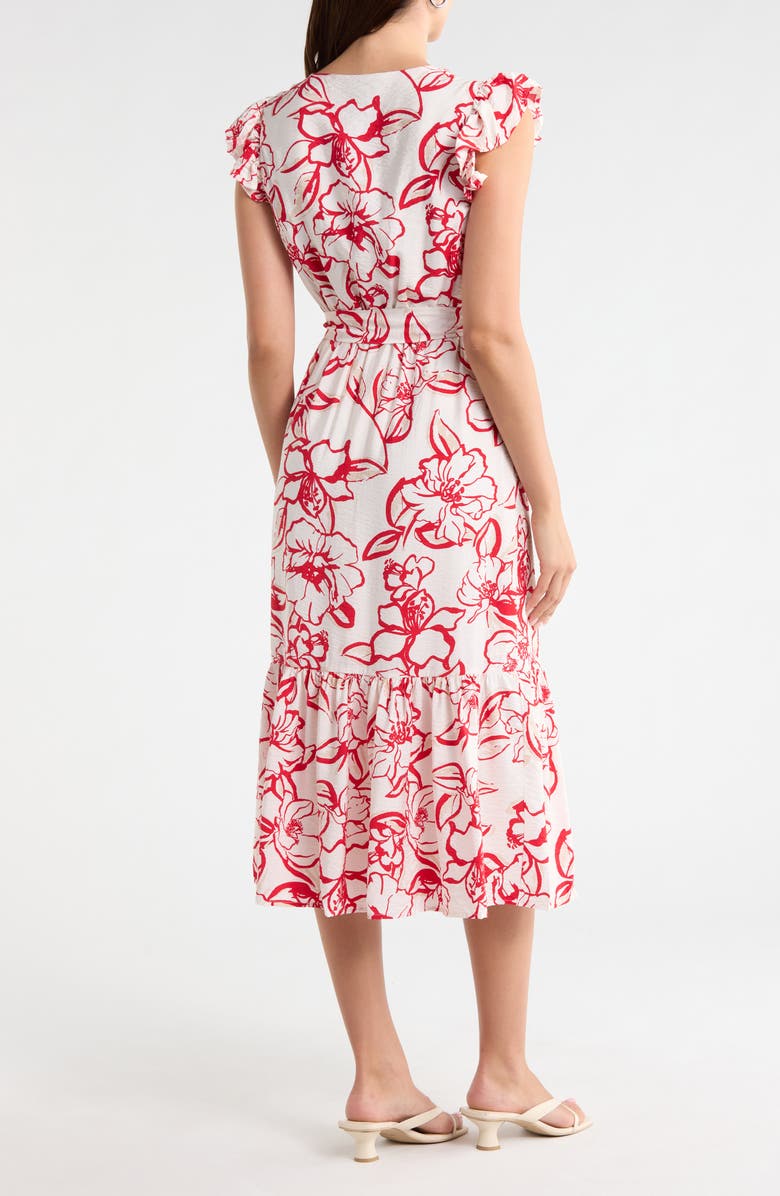 Sam Edelman Petal Sketch Cap Sleeve Maxi Dress, Alternate, color, Red