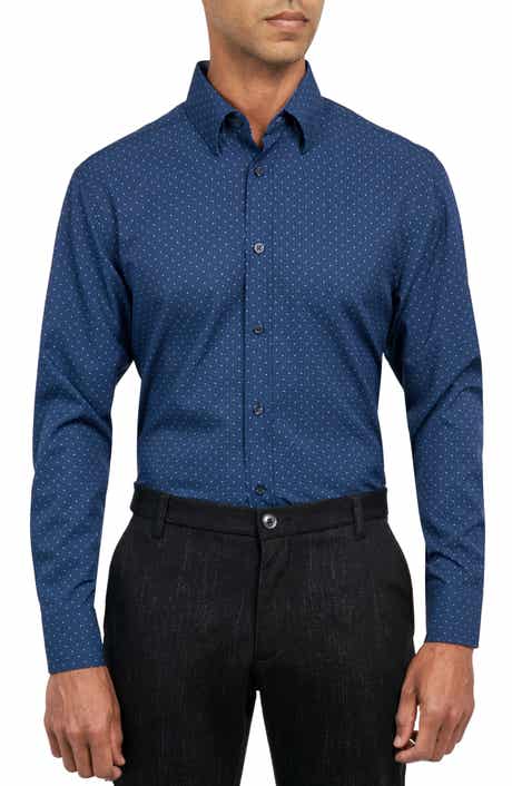 W.R.K Regular Fit Dot Print Performance Stretch Dress Shirt