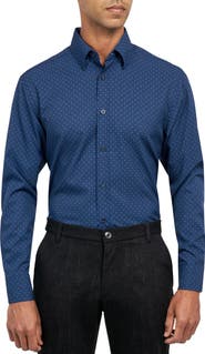 W.R.K Regular Fit Dot Print Performance Stretch Dress Shirt