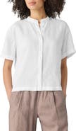 Eileen Fisher Short Sleeve Organic Linen Button-Up Shirt