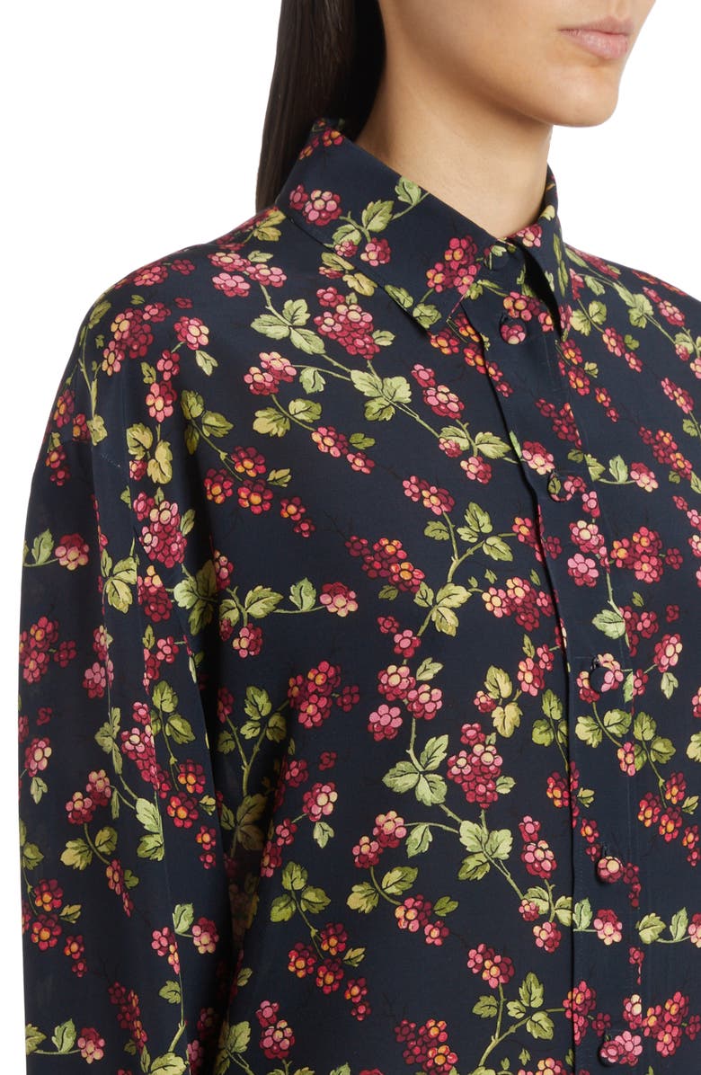 Etro Berry Print Long Sleeve Silk Button-Up Tunic, Alternate, color, 
