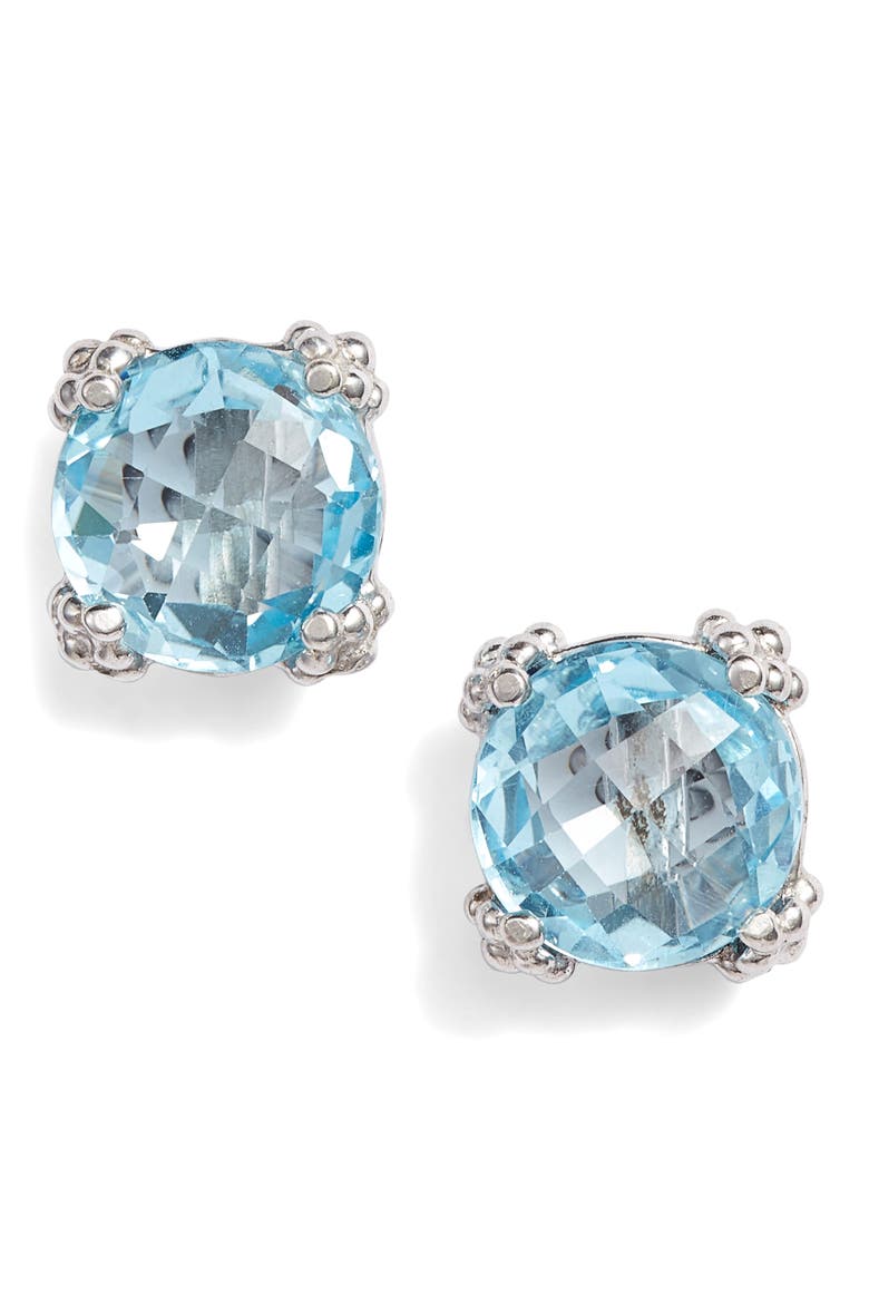 Cluster Topaz Stud Earrings, Main, color, BLUE TOPAZ