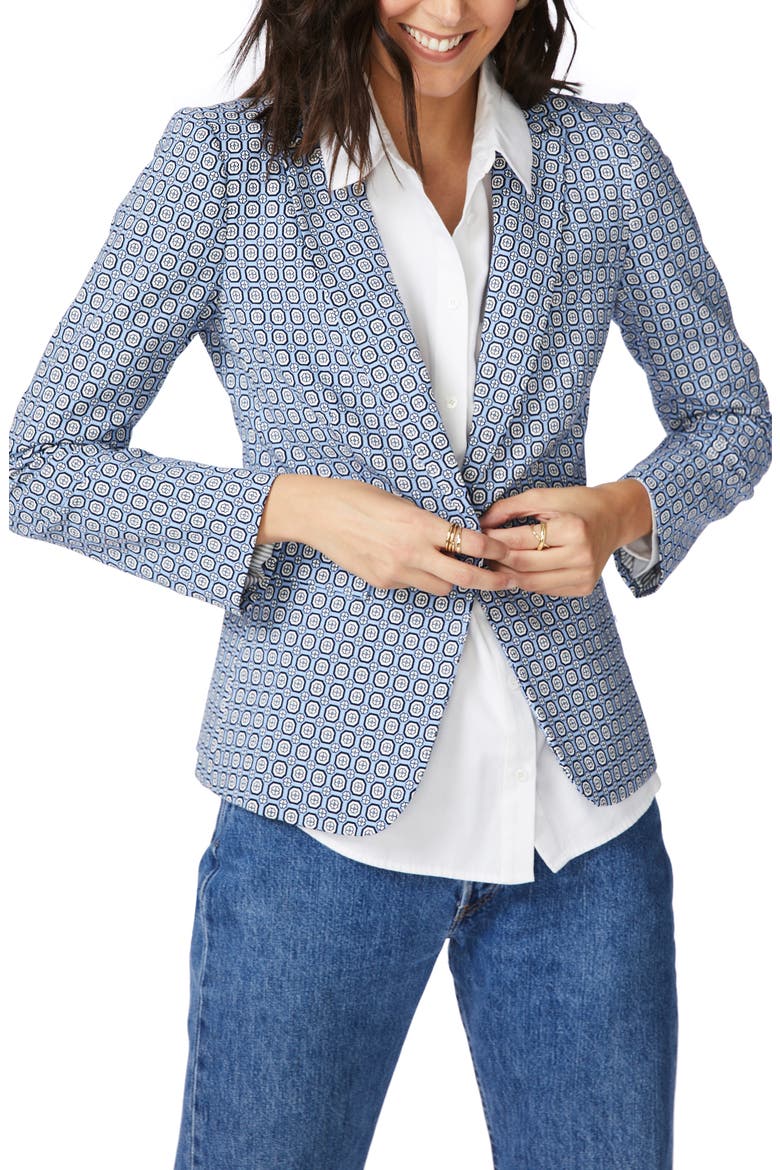 Tile Floral One-Button Blazer, Main, color, SEA SPRAY