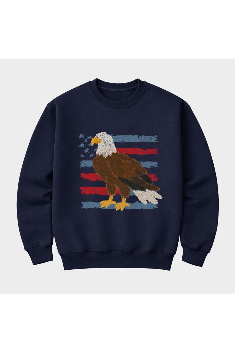 Bald Eagle Patriotic Flag Sweatshirt, Alternate, color, True Navy