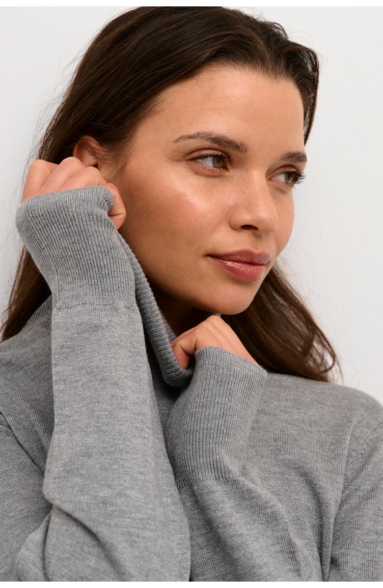 Kaffe Astrid Long Sleeve Roll Neck Pullover, Alternate, color, Grey Melange