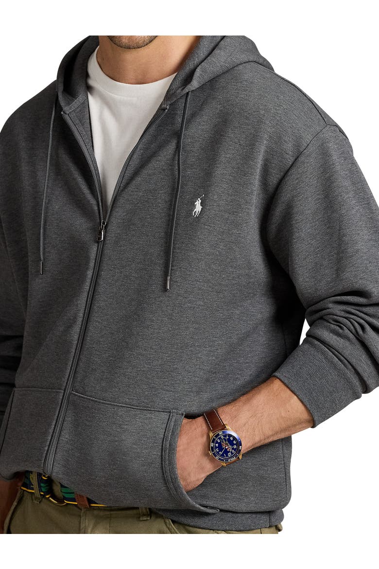 Big & Tall Double-Knit Full-Zip Hoodie, Alternate, color, BARCLAY HEATHER