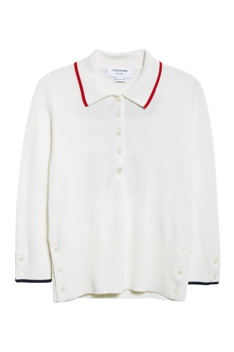 Jersey Intarsia Cashmere Sweater, Alternate, color, WHITE