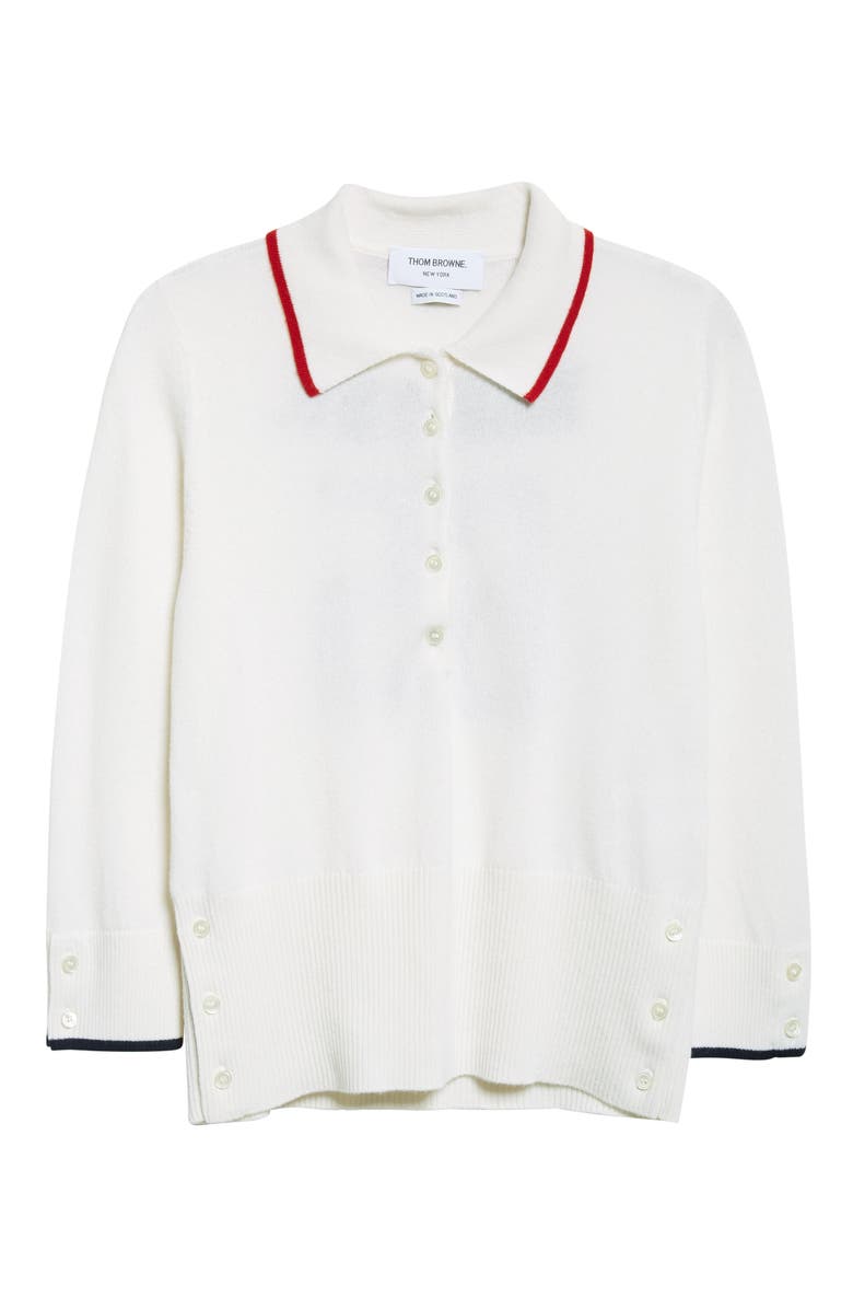 Thom Browne Jersey Intarsia Cashmere Sweater, Alternate, color, White