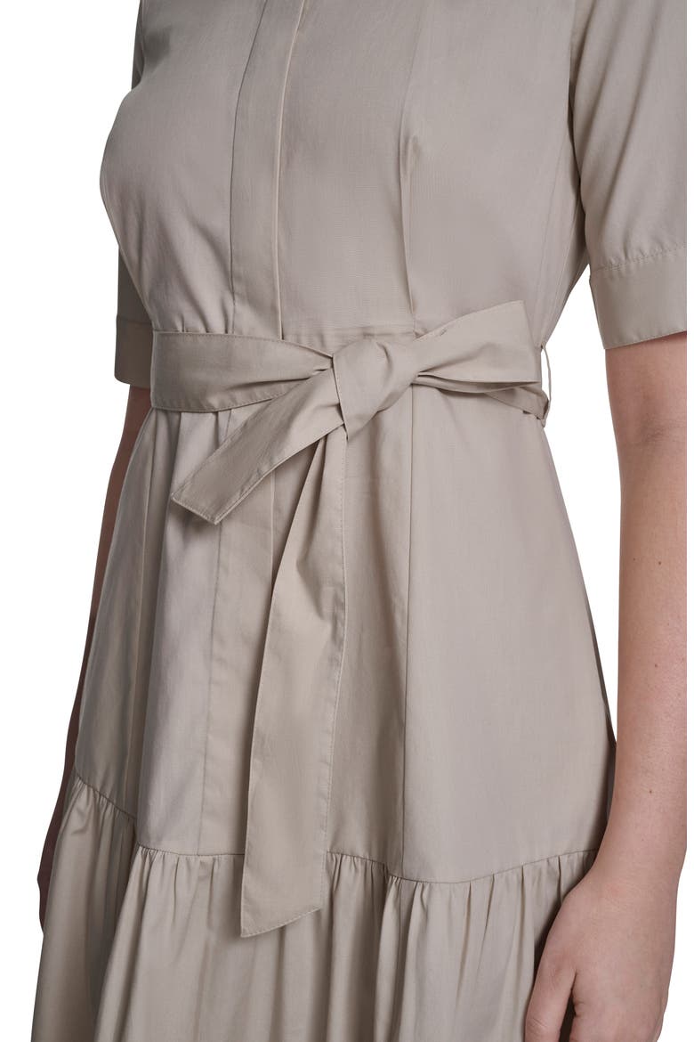 Short Sleeve Cotton Shirtdress, Alternate, color, KHAKI