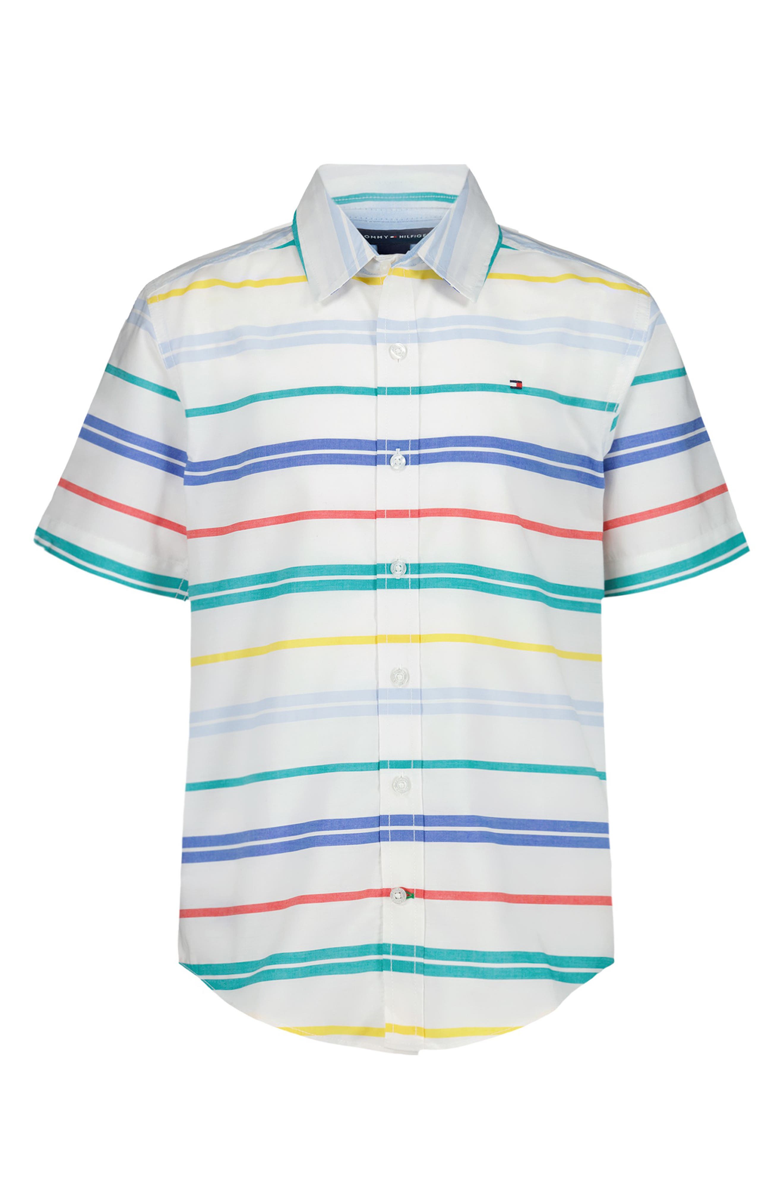 Tommy Hilfiger Kids' Multi Bar Stripe Short Sleeve Button-Up Shirt