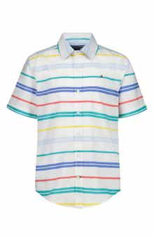 Tommy Hilfiger Kids' Multi Bar Stripe Short Sleeve Button-Up Shirt