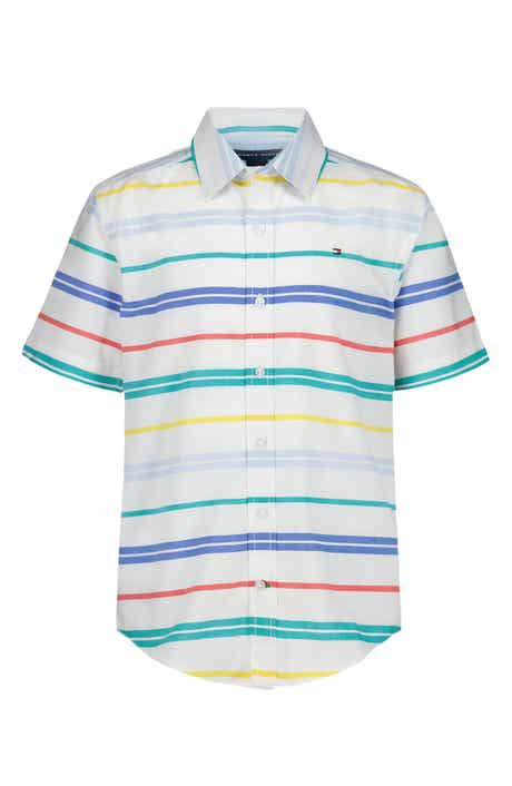Tommy Hilfiger Kids' Multi Bar Stripe Short Sleeve Button-Up Shirt