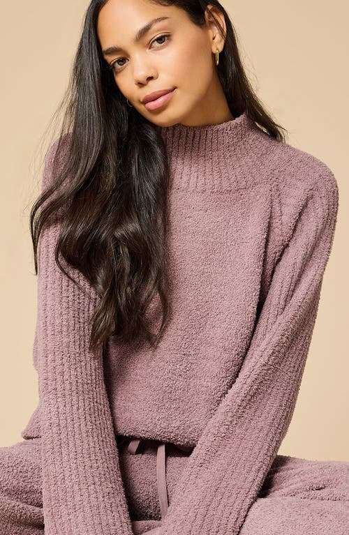 Softies Solid Marshmallow Rib Mock Neck With Long Pant In Pink