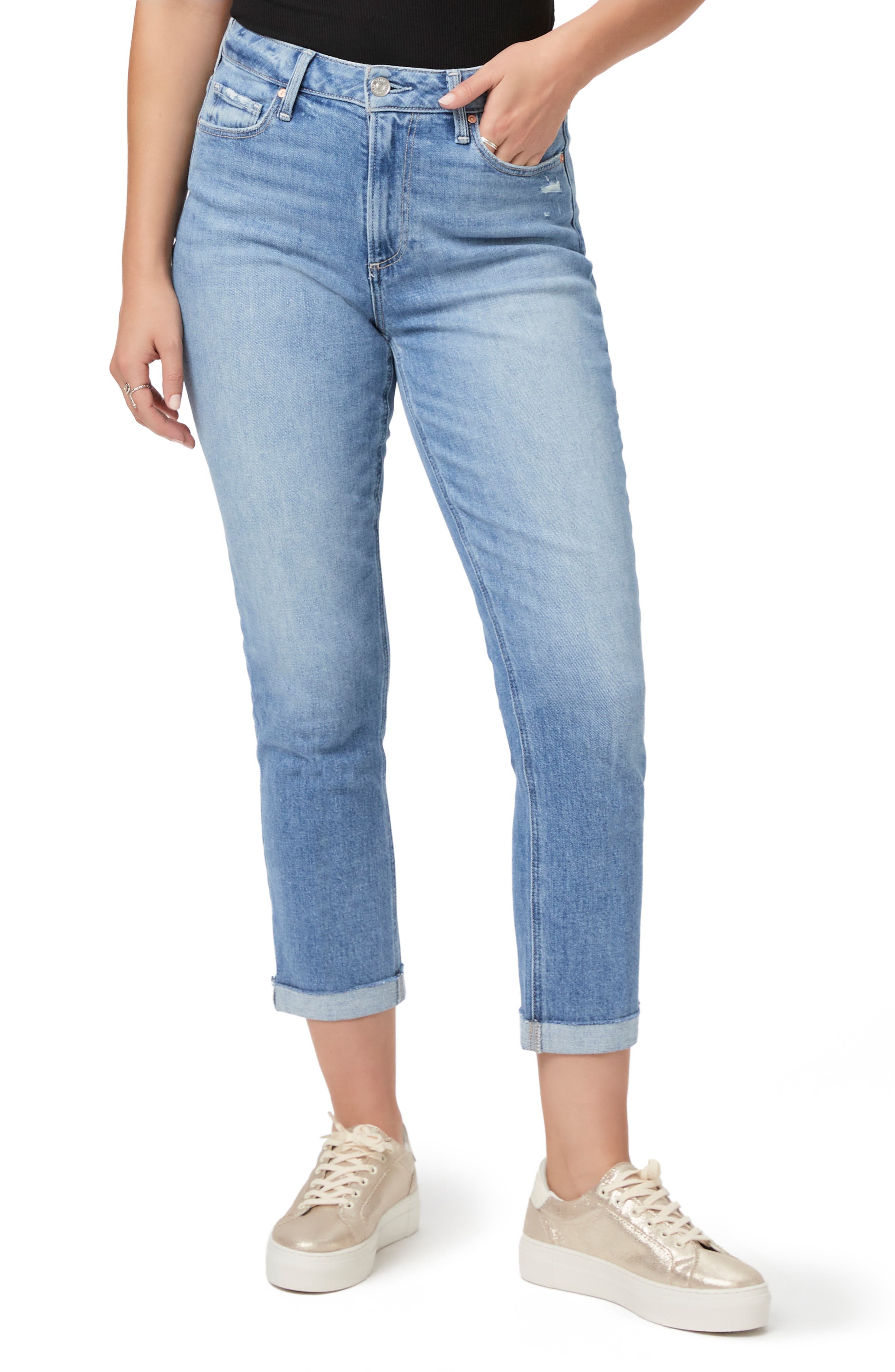 PAIGE Brigitte Cuff High Waist Crop Boyfriend Jeans