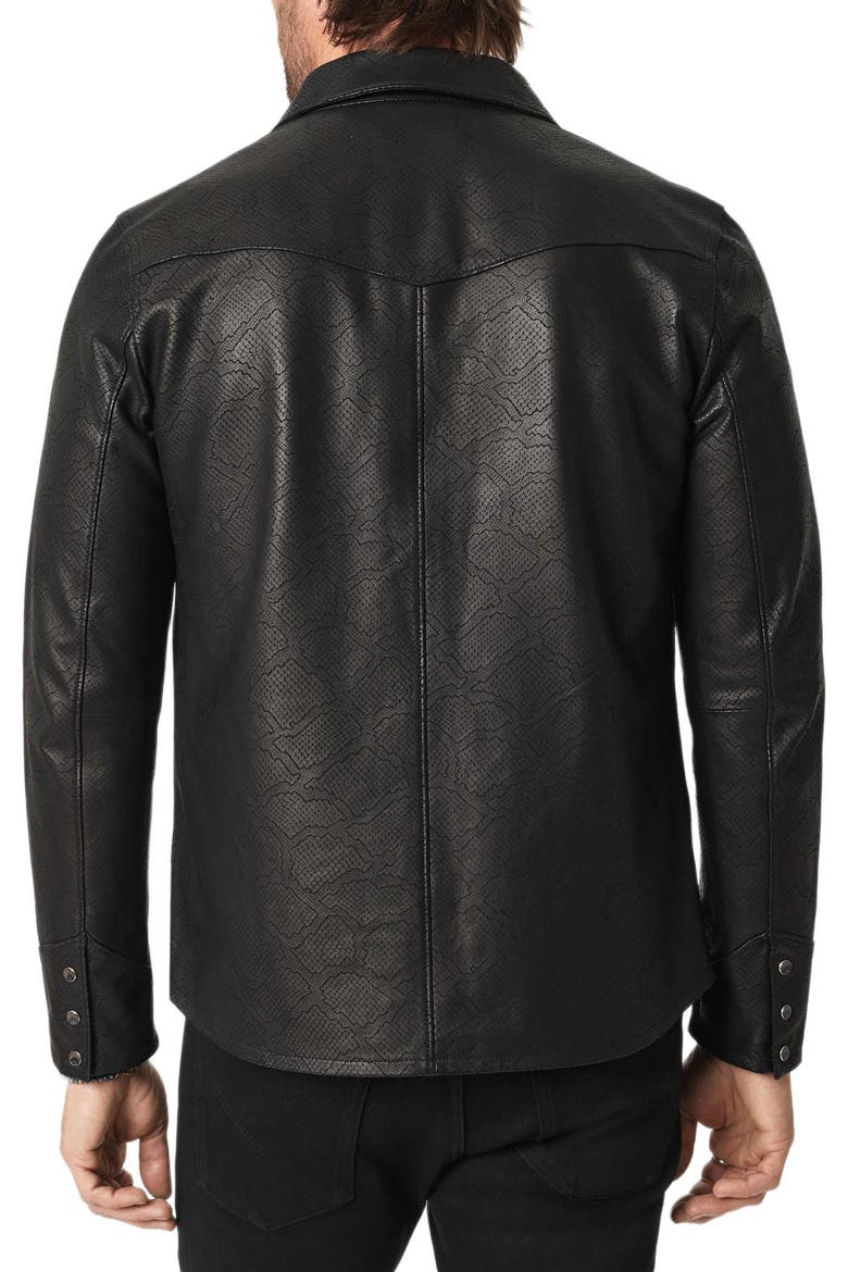 Sage Leather Shirt Jacket, Alternate, color, BLACK