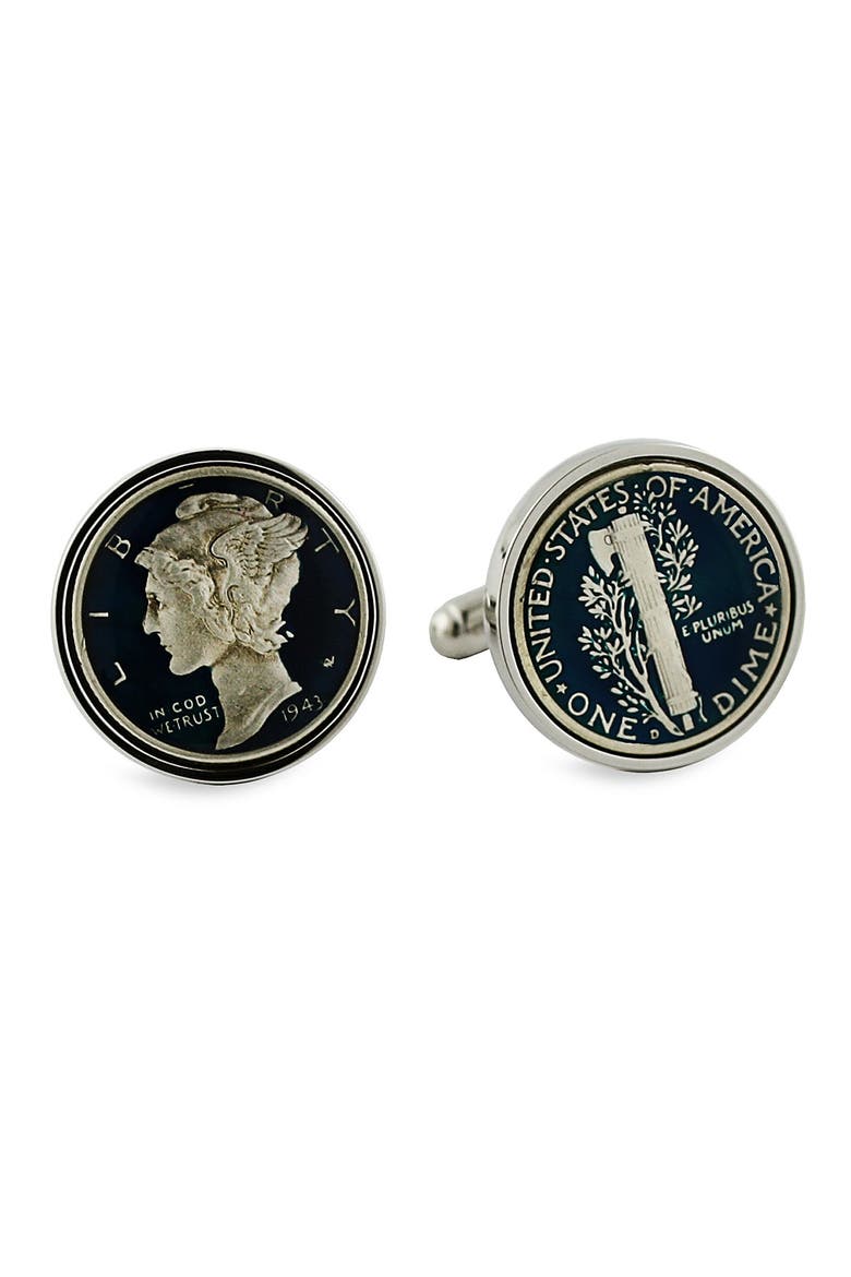 'Mercury Dime' Cuff Links, Main, color, MERCURY DIME