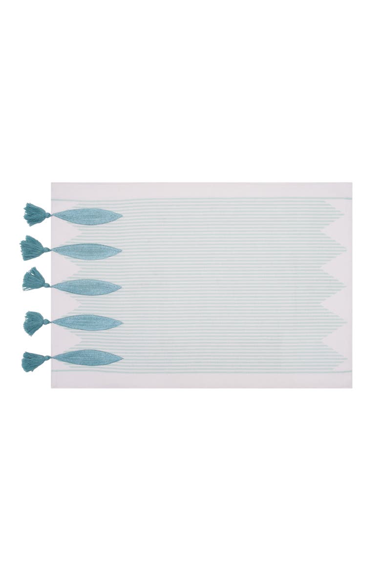 Tassel and Stripes Fish Placemats Machine Washable Set of 6, Alternate, color, Blue